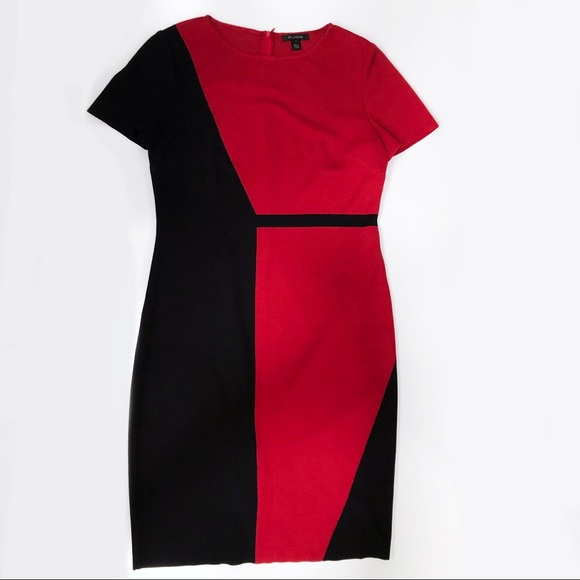 St. John Slanted Colorblock Milano Dress - Picture 5 of 6